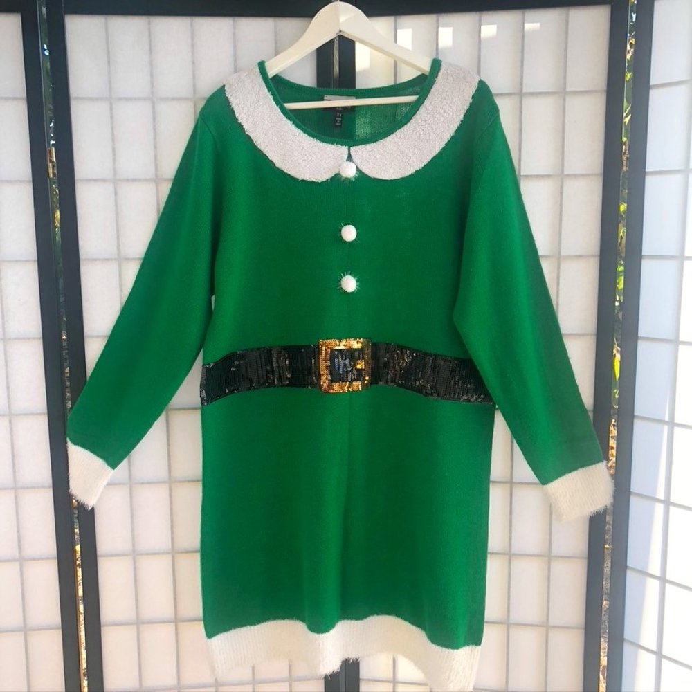 Ugly CHRISTMAS Sweater Dress Elf Santa